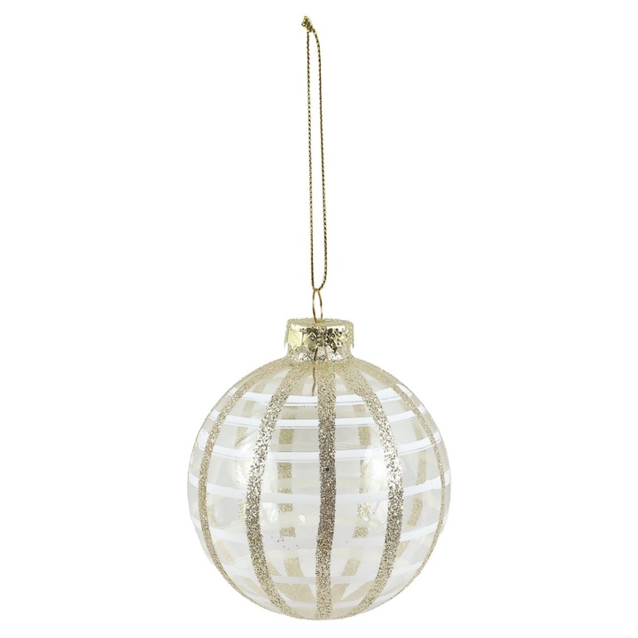 Glob de Craciun, PNI, sticla, transparent/auriu, 8 cm