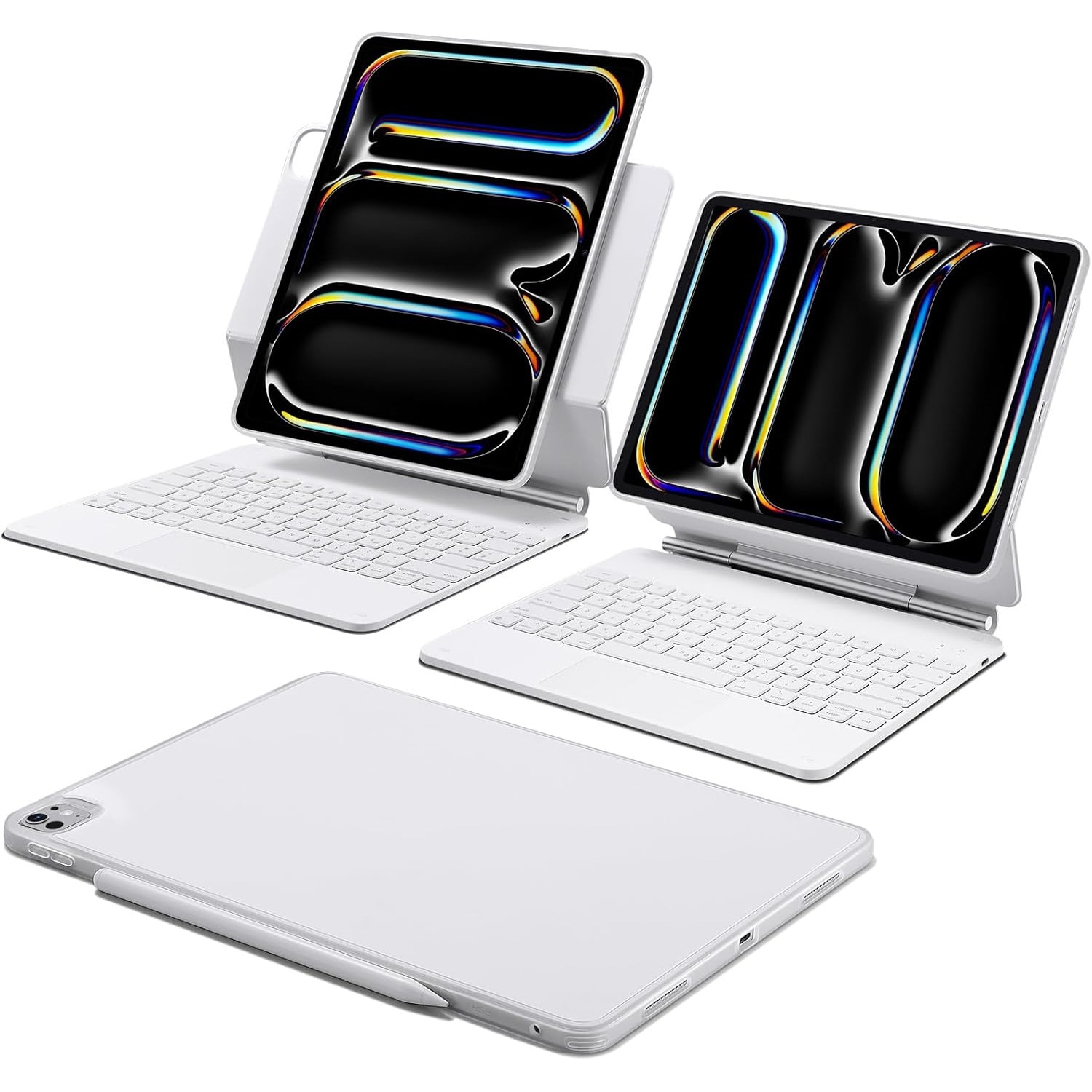 Husa tableta cu tastatura pentru iPad Pro 13 (2024), magnetica, multiple moduri de vizualizare, alb