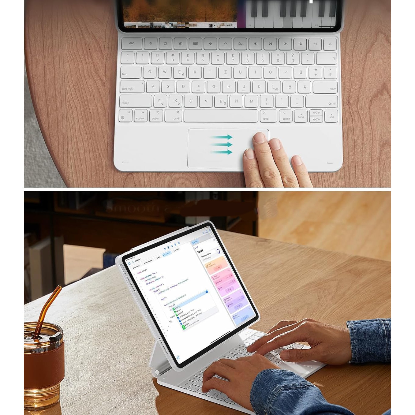Husa tableta cu tastatura pentru iPad Pro 13 (2024), magnetica, multiple moduri de vizualizare, alb