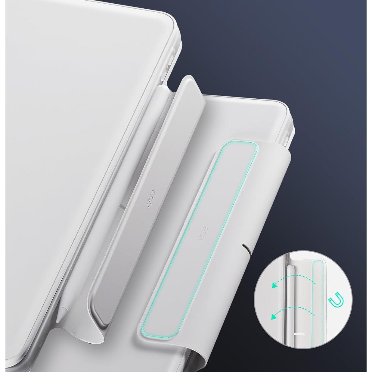 Husa tableta cu tastatura pentru iPad Pro 13 (2024), magnetica, multiple moduri de vizualizare, alb