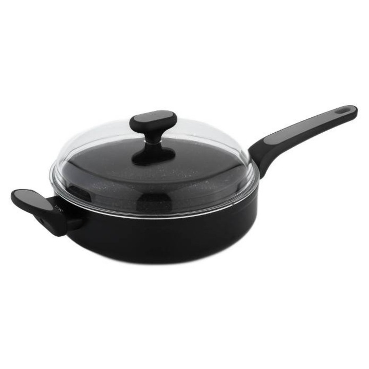 Hagyományos serpenyő fedővel 26 cm, Salto Silver, tapadásmentes, alumínium, Greblon C3+