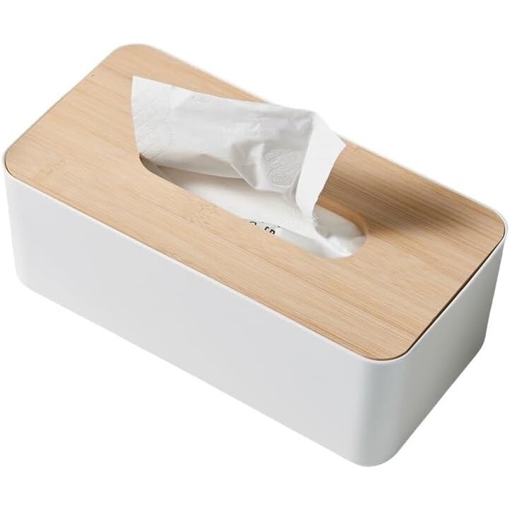 Suport Servetele, Bogadini®, Cutie din Plastic cu Capac din Lemn 23x13x10cm