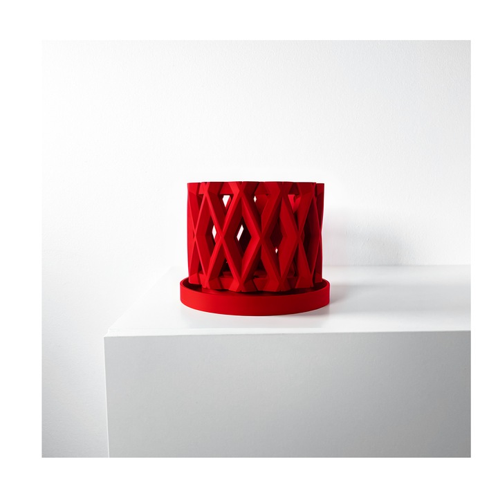 3D саксия за цветя Orchid Halo Premium, кръгла, 16 x 12 см, червена
