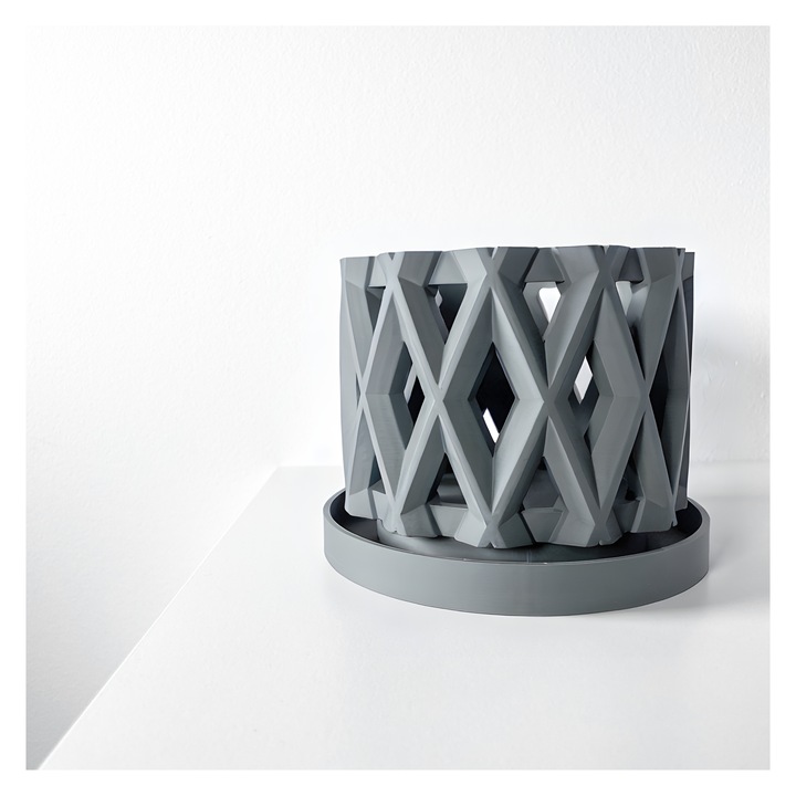3D саксия за цветя Orchid Halo Premium, кръгла, 17 x 13 см, сив цвят