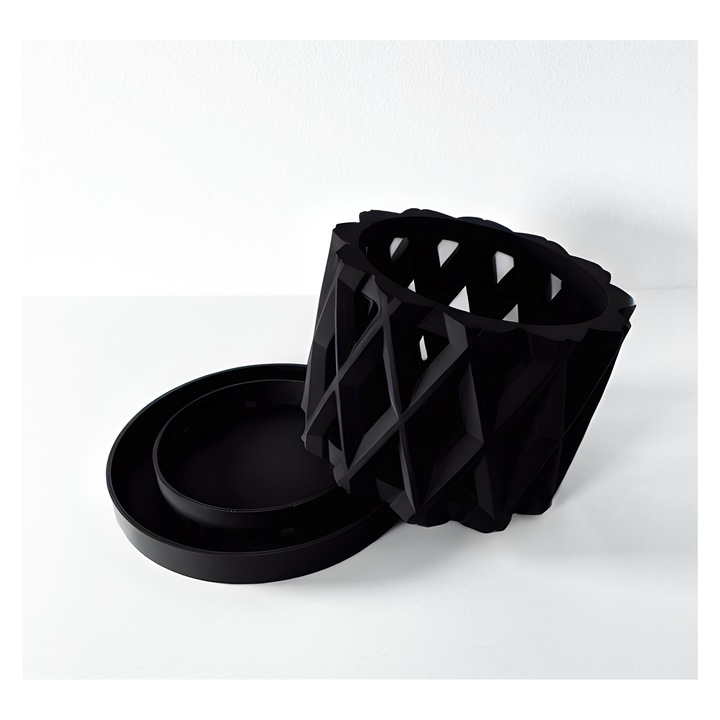 Ghiveci de flori 3d Orchid Halo Premium rotund 16 x 12 cm, Culoare Antracit