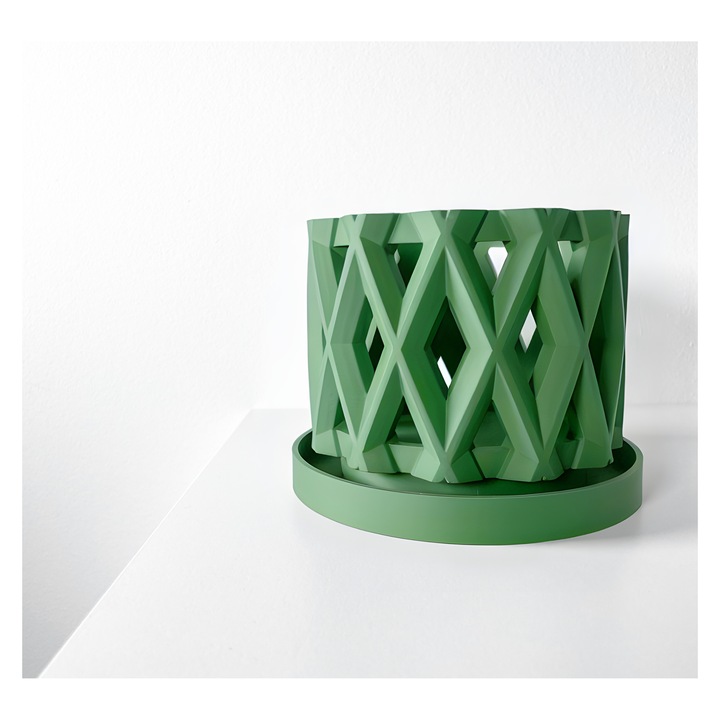 Ghiveci de flori 3d Orchid Halo Premium rotund 15 x 11.5 cm, Culoare Verde