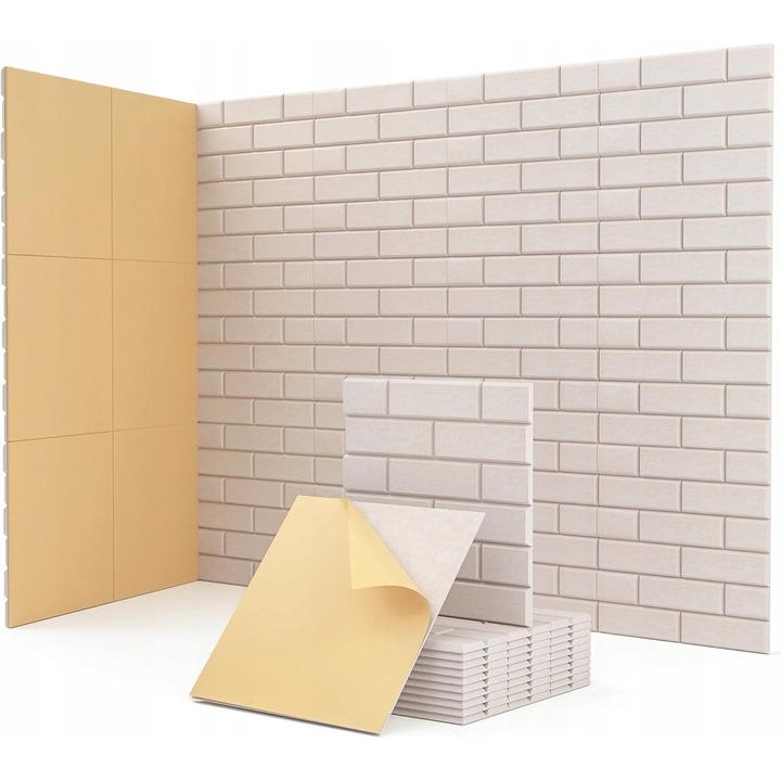 Акустични панели Luka, имитация на тухла, стикери 30x30x1 см, комплект от 12 броя