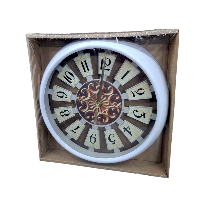 Ceas decorativ, Tradesor, TZ683, 40cm, alb