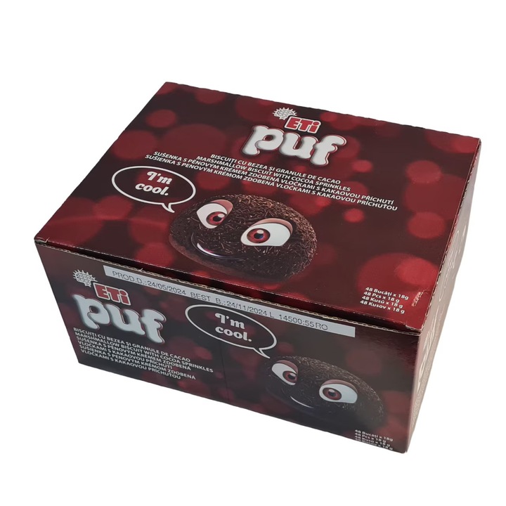 Biscuite cu Bezea Cacao, bax 48 buc x 18 g, Eti Puf