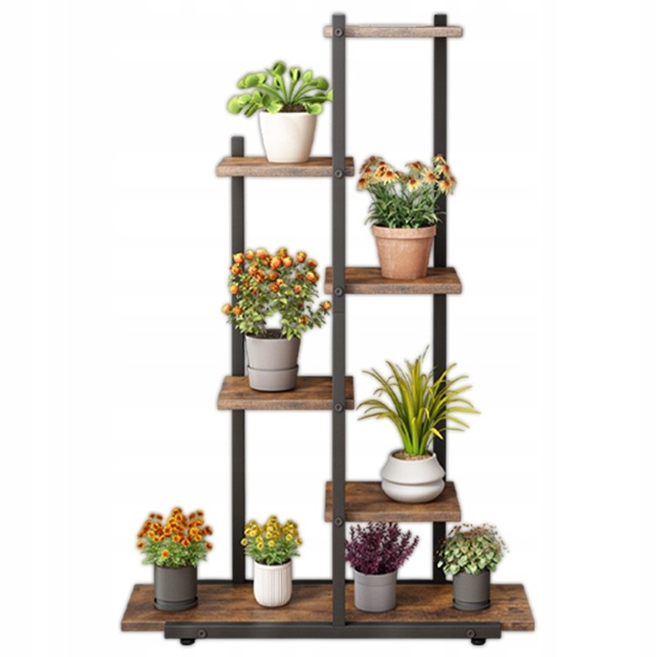 Suport plante, Muvu, lemn, stil rustic, maro, 60x24x113cm