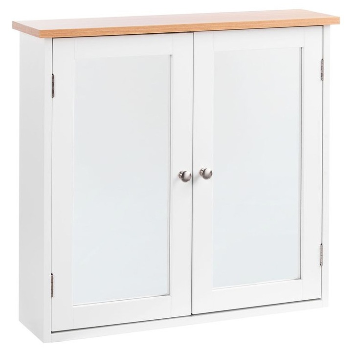 Dulap de baie suspendat cu oglinda Alamos 65 cm 60 cm Alb