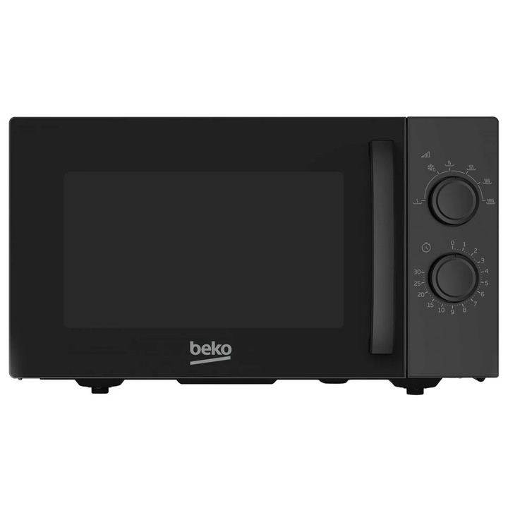 Cuptor cu microunde Beko MOF23300B, putere 900 W, 23 L, functie dezghetare, grill, 6 niveluri de putere, timer mecanic, Negru