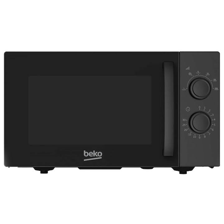 Микровълнова фурна Beko MOF23300B, мощност 900 W, 23 л, функция размразяване, грил, 6 нива на мощност, механичен таймер, черна