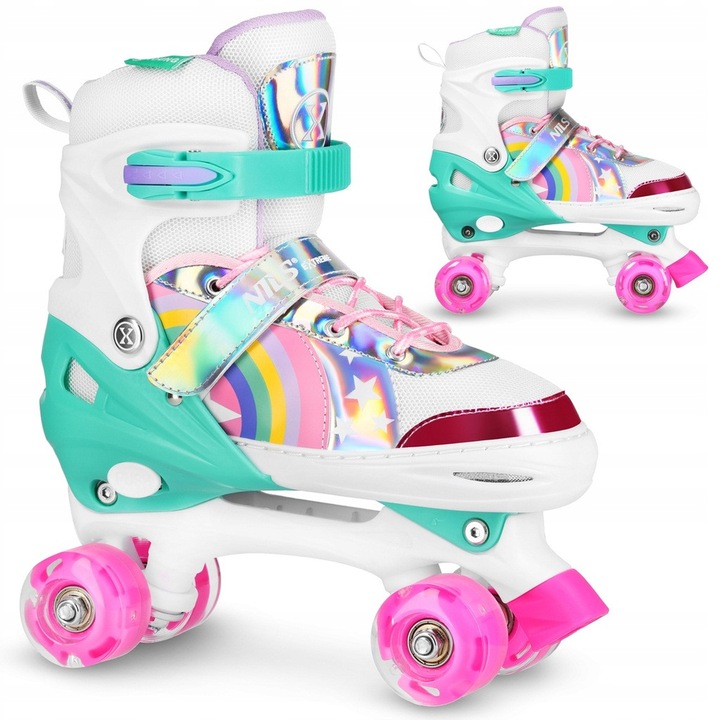 Детски ролкови кънки, Nils, Extreme NQ0187, полиуретан, регулируеми, LED колела, 39-42 EU