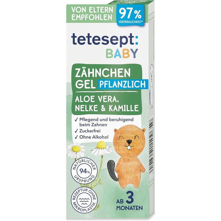 Gel cu extract de aloe vera pentru calmare gingivala in timpul eruptiei dentare, pentru copii de la 3 luni, Tetesept, 10 ml