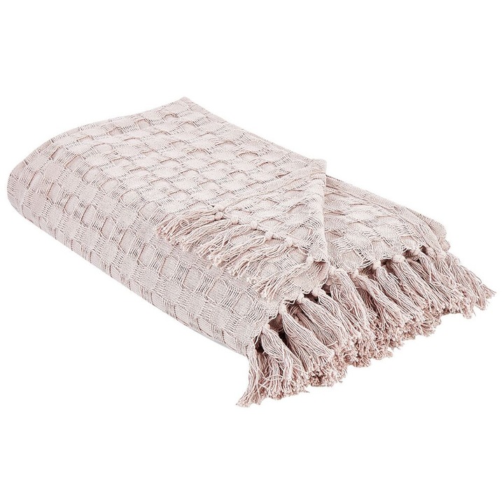 Patura de pat Bere Bumbac 200 x 220 cm Roz pastel