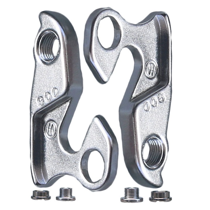 Set 2 Ureche cadru schimbator bicicleta, Nr. 13, Vine cu 4 suruburi de montare, Aluminiu, pentru cadru de bicicleta, Argintiu