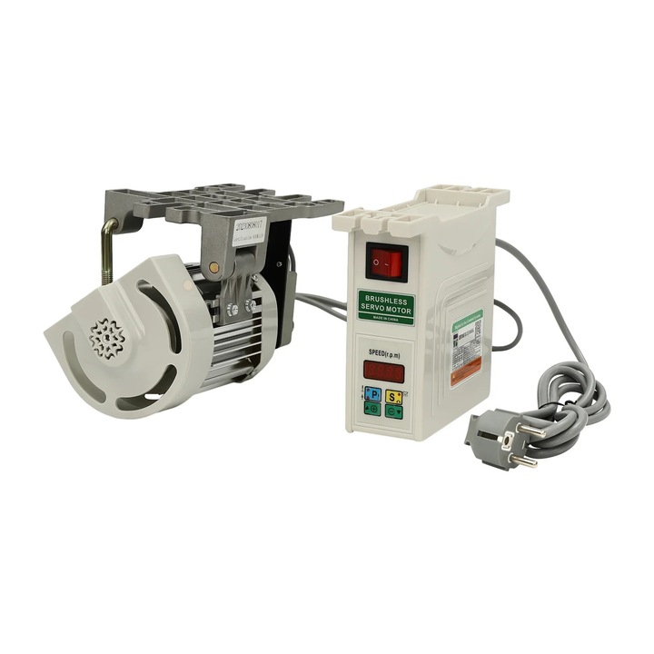 Безчетков серво мотор за шевна машина, регулируема скорост 500-4500 об/мин, 600 W, сребрист