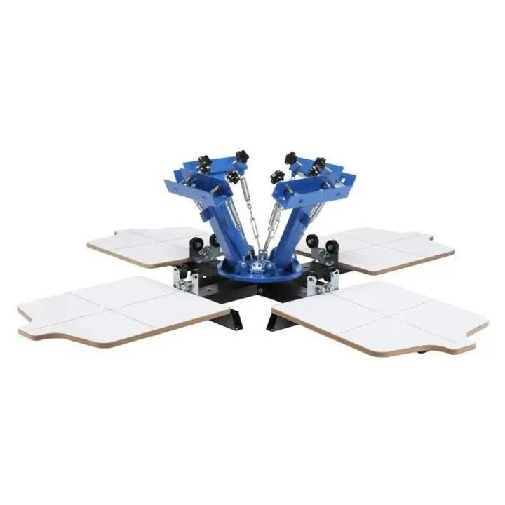 360° ротационна ситопечатна машина, 54x45 см, 4 цвята, стоманена конструкция, пълен комплект