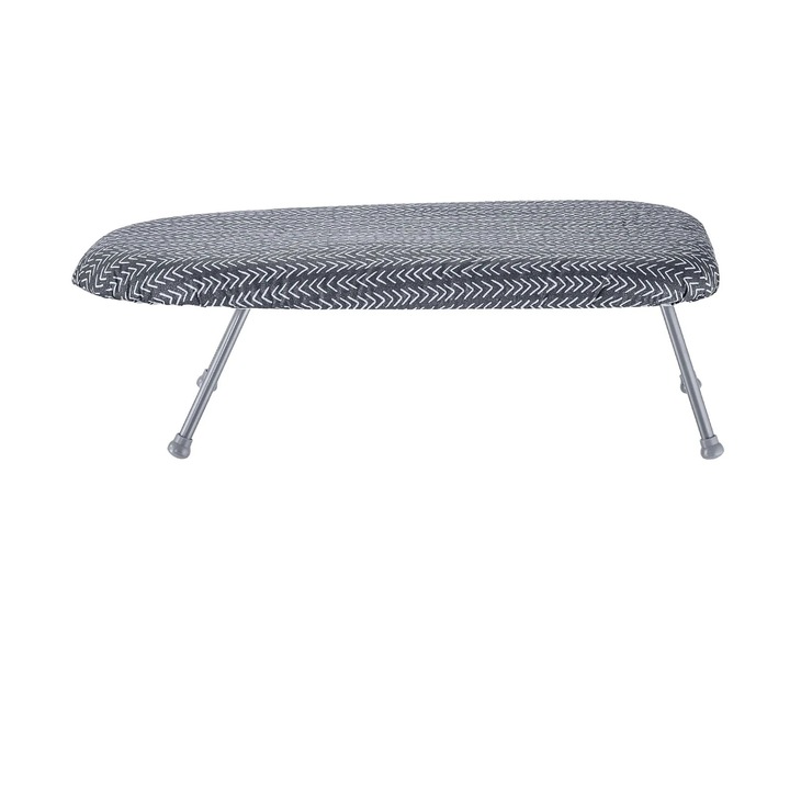 Дъска за гладене, компактна, сгъваема, сива, 59,4x36,5x18,8 см, комплект с термоустойчив калъф и калъф от 100% памук