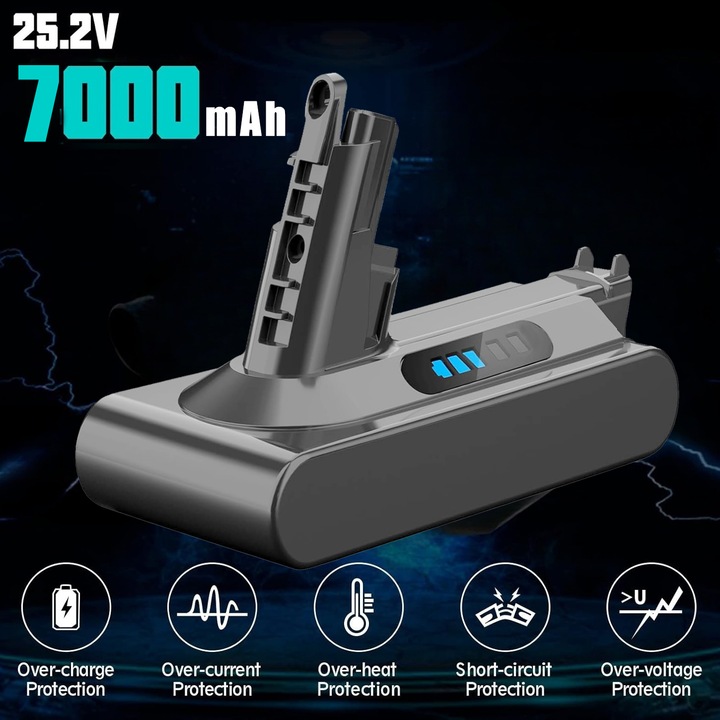 Acumulator 7000 mAh pentru Dyson V10, MOSMAOO，Baterie de mare capacitate 25.2V，Baterie compatibila cu Dyson V10 Animal, V10 Absolute, V10 Motorhead, V10 Fluffy, V10 Total CleanSV12 Aspirator