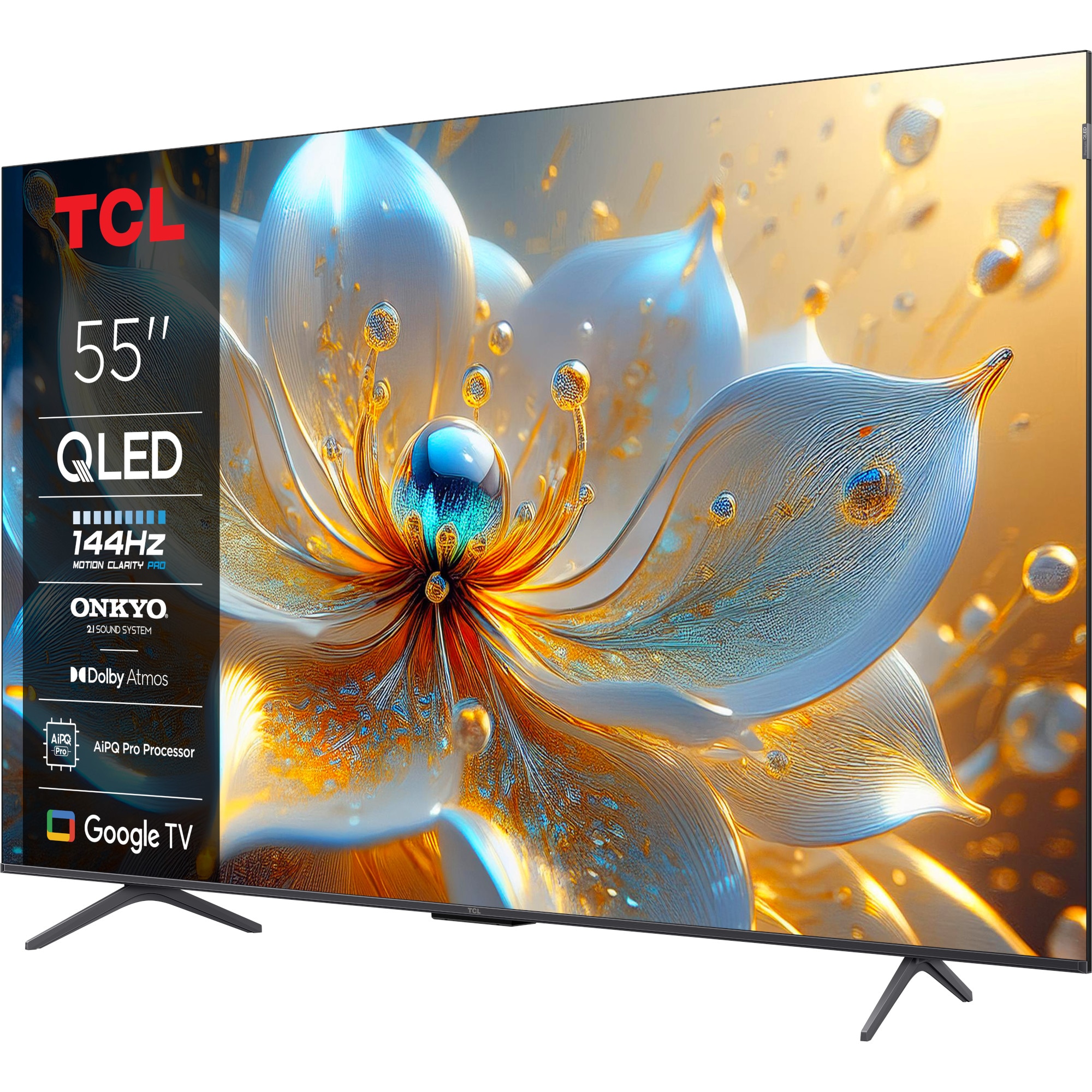 Televizor Smart QLED TCL 55T8C, 139 cm, Ultra HD 4K, 100 Hz, smart Google TV, Clasa F