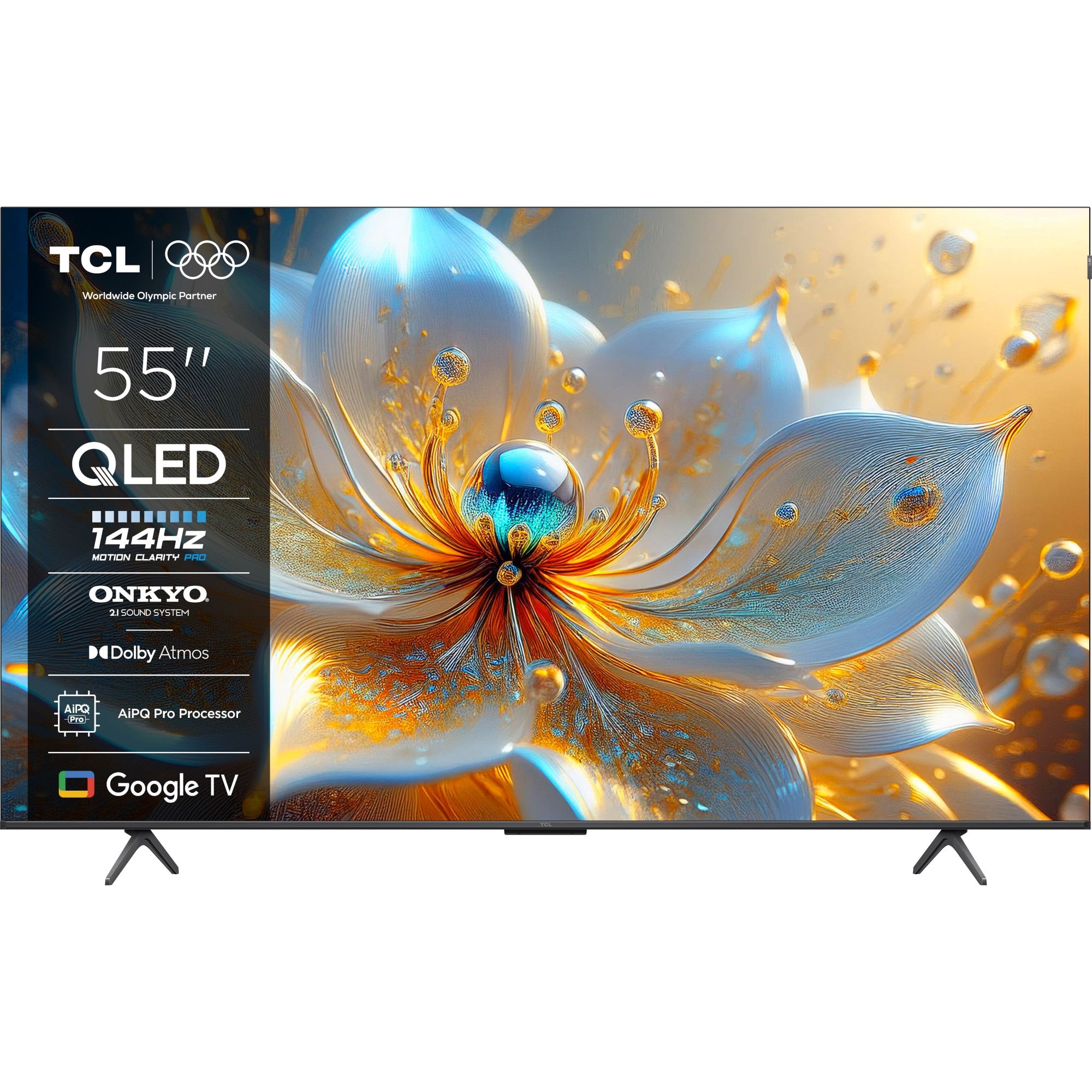 Televizor Smart QLED TCL 55T8C, 139 cm, Ultra HD 4K, 100 Hz, smart Google TV, Clasa F