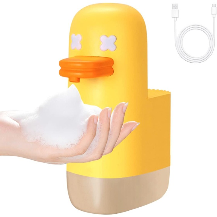 Automatikus szappanadagoló, újratölthető, érintésmentes szappanadagoló, IPX4 vízálló habadagoló fürdőszobába, konyhába, étterembe, irodába, óvodába