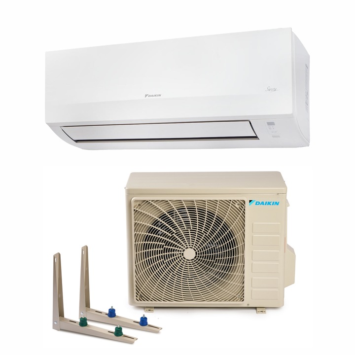 Aparat de aer conditionat Daikin Siesta Bluevolution Inverter 12.000 BTU, model 2025, ATXC35E+ARXC35E, clasa energerica A++/A+, cu dispozitiv de fixare VibraZerro pentru unitatea exterioara KX30N