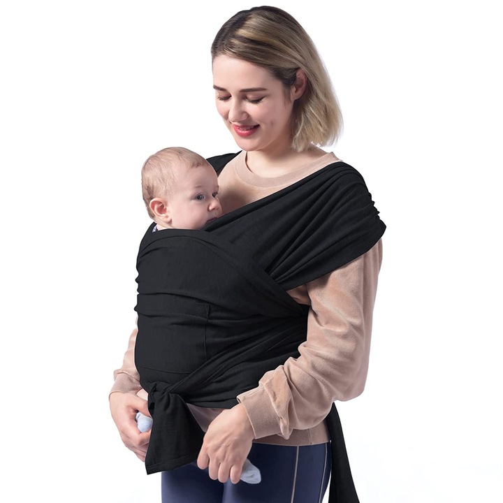 Marsupiu ergonomic reglabil pentru bebelusi 0-36 luni, confortabil si respirabil, suport moale pentru nou-nascuti, ideal pentru alaptare, marime universala, Negru