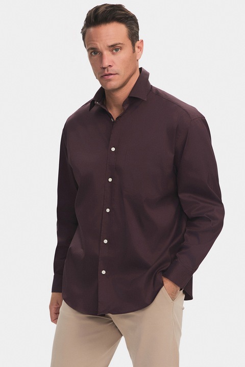 June, Camasa relaxed fit cu guler ascutit, Violet pruna, M