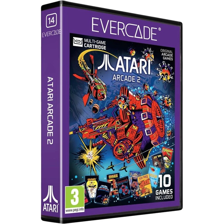 Evercade #14, Atari Arcade 2, 10 в 1, Ретро, Мултигейм, Софтуерен пакет за игри