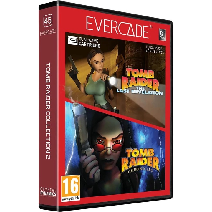 Evercade #45, Tomb Raider Collection 2, 2in1, Retro, Giga Card, Multi Game, Játékszoftver csomag