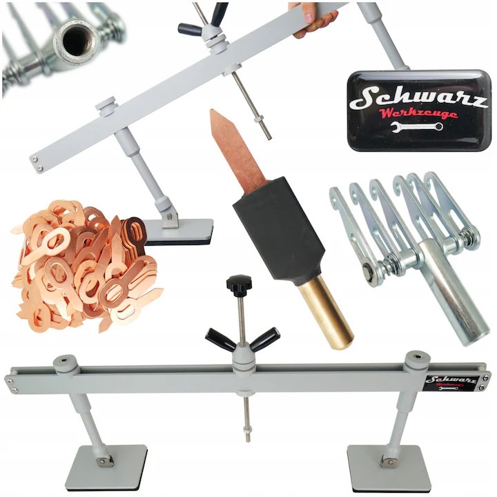 Panou de tragere, Aluminiu, 850mm, Cleste cu 6 carlige de 4mm, Biti drepte de 1.5mm (100 bucati), Electrod pentru washeri de 9.8mm, Set de accesorii