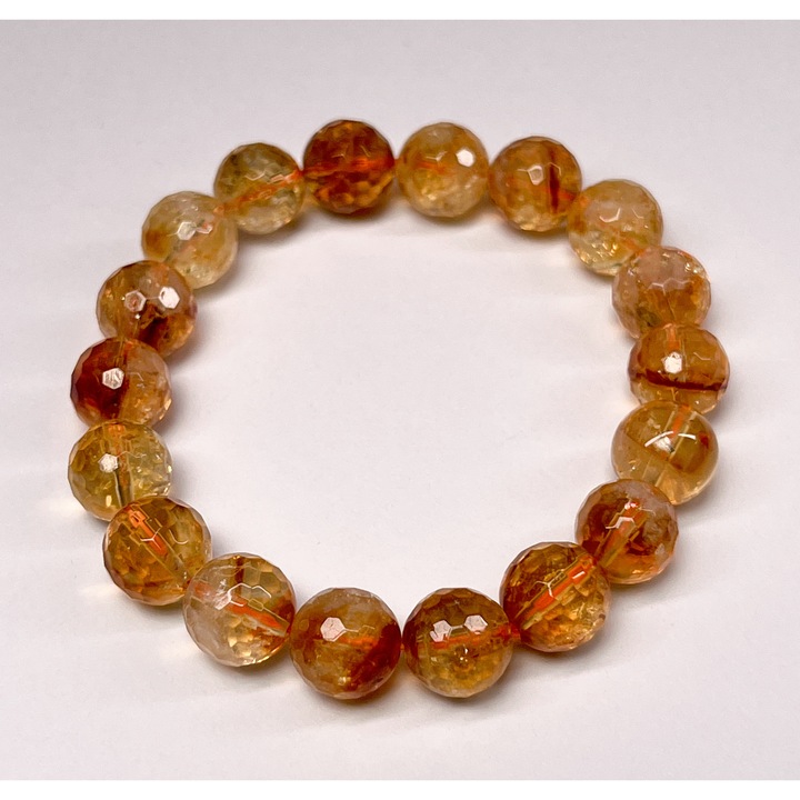 Bratara din cristal citrin fatetat, pietre semipretioase, galben, pentru femei