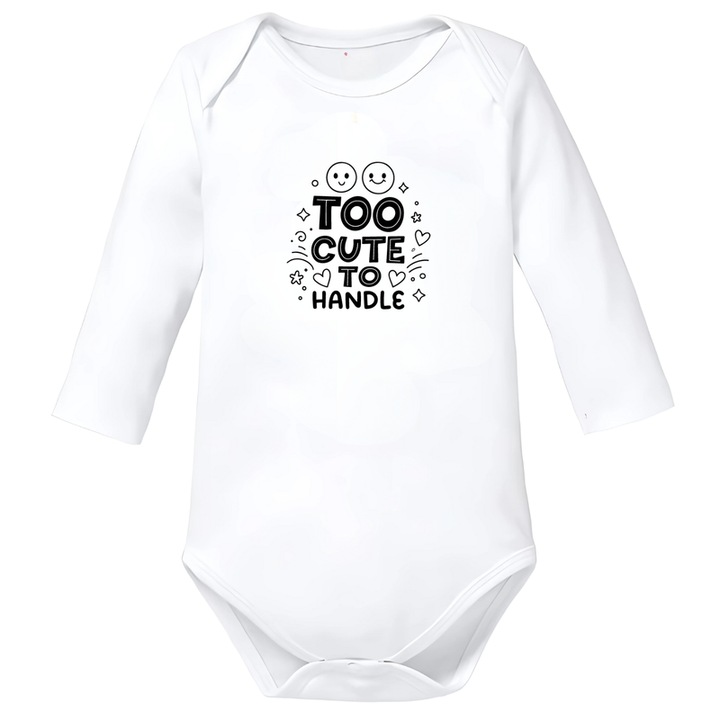 Body bebelusi (nou nascut), alb, bumbac, mesaj comic personalizat pentru nou-nascuti, marimea 74