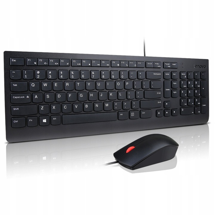 Set Mouse Si Tastatura Cu Fir, Lenovo, Essential, Windows 7, Windows 10, Windows 11, Distanta Dintre Tastaturi 19.05 mm, Conectivitate Usb, Dimensiuni 508 mm X 179 mm X 45 mm, Culoare Negru