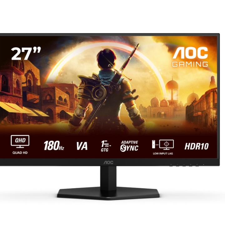 Монитор AOC Q27G42XNE, 27" Fast VA WLED, 2560x1440@180Hz, 1ms GtG, 0.5ms MPRT, 300cd m/2, 5000:1, 80M:1 DCR, Adaptive Sync, FlickerFree, Low Blue Light, 2Wx2, Tilt, 2xHDMI, DP Q27G42XNE