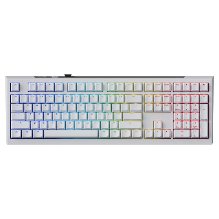 Клавиатура Ducky професионална геймърска механична клавиатура Professional Gaming Mechanical Keyboard One X Wireless White - Ducky AI Switches [Linear], Bluetooth, 2.4 DKON2408AST3-DAUSPDOECL2WW1