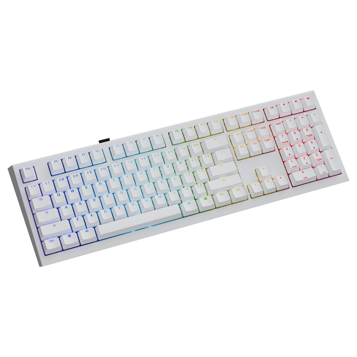 Клавиатура Ducky професионална геймърска механична клавиатура Professional Gaming Mechanical Keyboard One X Wireless White - Ducky AI Switches [Linear], Bluetooth, 2.4 DKON2408AST3-DAUSPDOECL2WW1