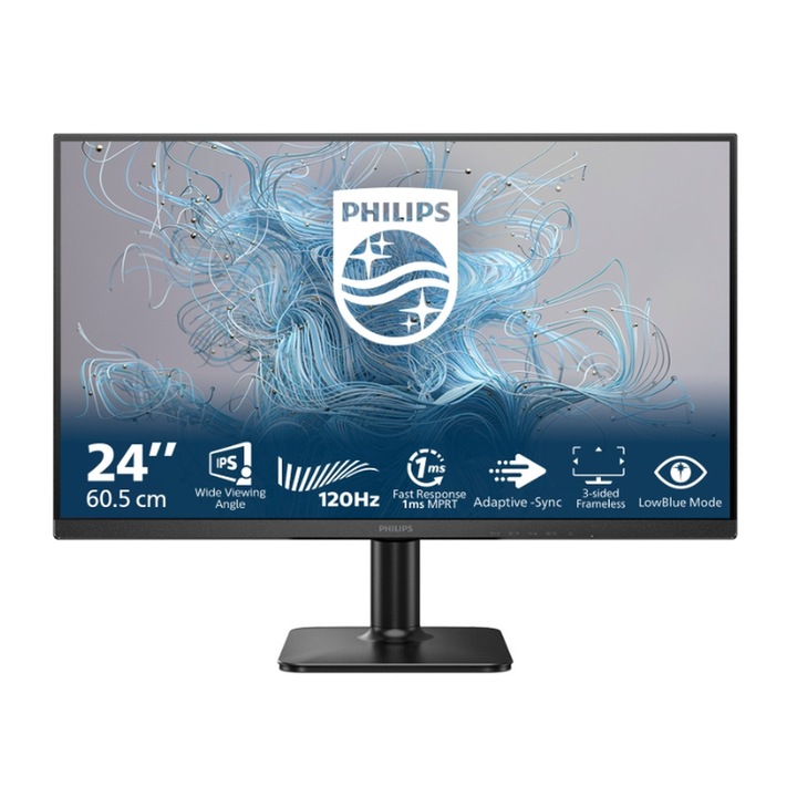 Монитор Philips 24E2N1110, 23.8" IPS WLED, 1920x1080@120Hz, 4ms GtG, 1ms MPRT, 300cd m/2, 1500:1, Mega Infinity DCR, Adaptive Sync, FlickerFree, LowBlue Mode, Tilt, D-SUB, HDMI 24E2N1110