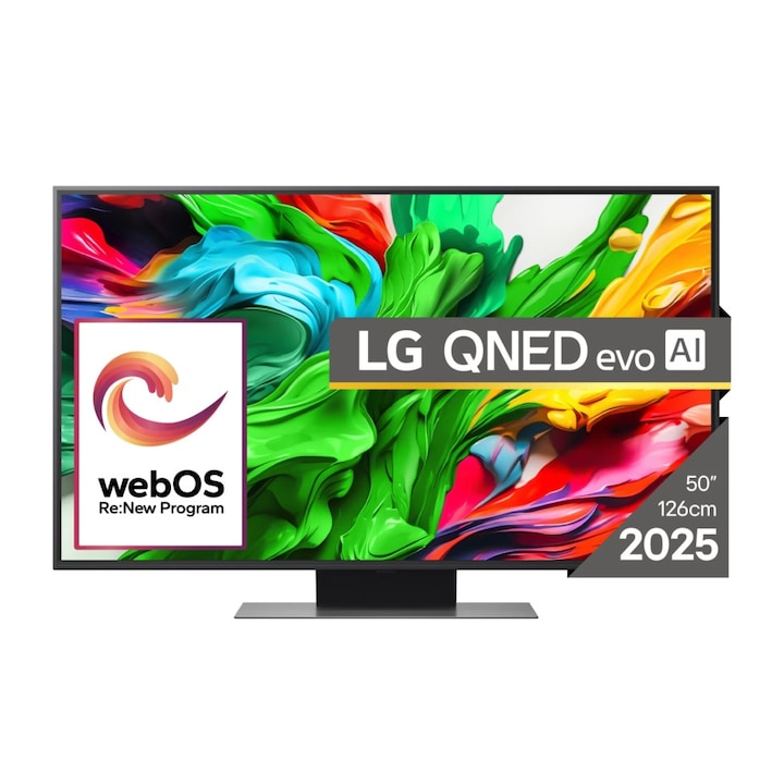 Π’Π΅Π»Π΅Π²ΠΈΠ·ΠΎΡ LG 50QNED86A3C, 50" 4K QNED HDR Smart TV, 3840x2160, 60Hz Native (VRR 144Hz), DVB-T2/C/S2, Alpha 7 AI Processor, HDR 10 PRO, webOS 25 ThinQ, 4K Upscaling, WiFi 5, Dolby Vision, Bluetooth 5.1, AirPlay 2, LAN, CI, HDMI, SPDIF, Stand 50QNED86A3C