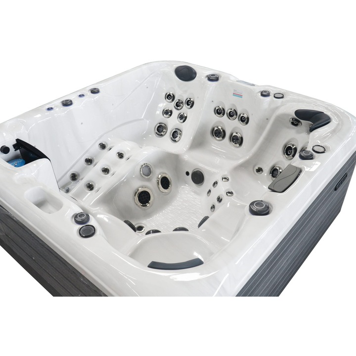 Jacuzzi 6 persoane, gri antracit/cappuccino, 64 jeturi, cromoterapie, 1180l
