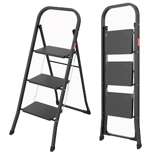 Scara pliabila cu 3 trepte, Baulich, otel, inaltime de lucru 2,7 m, capacitate 150 kg, greutate 5,6 kg