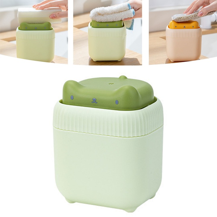 Dozator, Dispenser de sapun de bucatarie Forma draguta de pisoi Presare Lichid Dispenser de pompa de sapun pentru vase Dispenser de sapun pentru topul de lucru, verde, pachet de 1