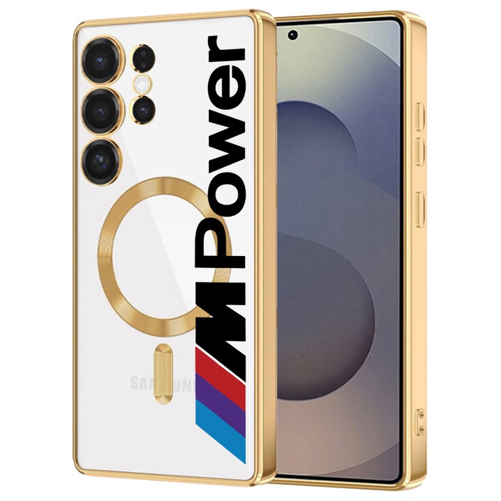 Husa BestCase® Luxury MagSafe, Compatibila Samsung Galaxy S25 Ultra, BMW M Power, Ultra-Soft, Margini metalizate, 1946020 MC Gold 1654