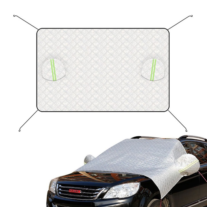 Prelata parbriz auto iarna, anti-inghet si anti-zapada, cu benzi reflectorizante si protectie pentru oglinzi, folie aluminiu PE, 2 straturi, universala pentru SUV, MagLife