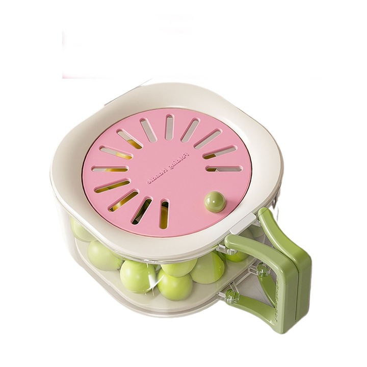 Bol multifunctional pentru spalarea fructelor si legumelor, cos de scurgere si depozitare 2-in-1 (usor de curatat), castron multifunctional de curatare a fructelor si legumelor cu filtru, (roz)