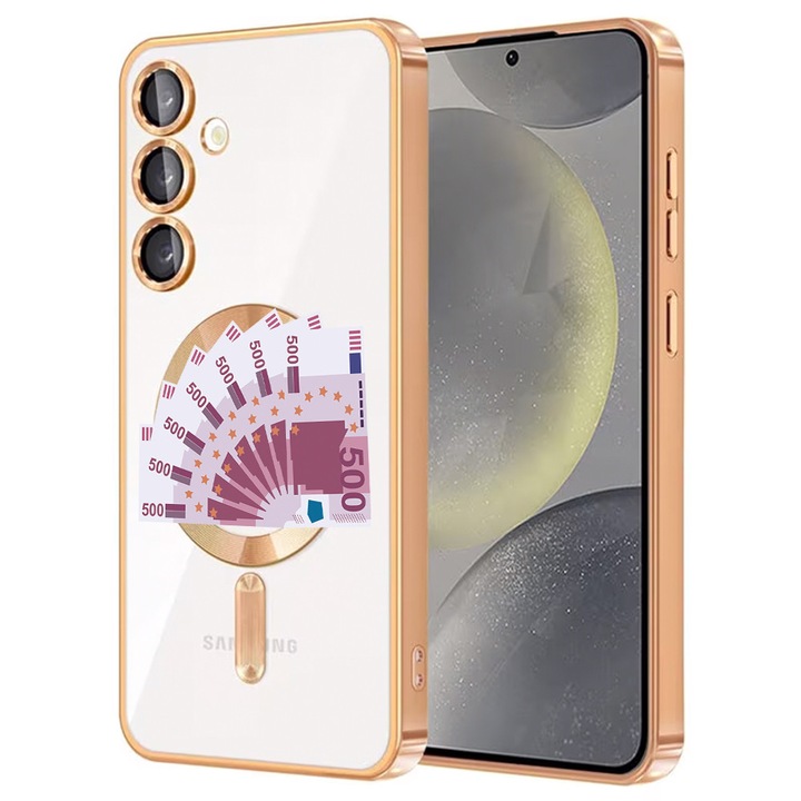 Husa BestCase® Luxury MagSafe, Compatibila Samsung Galaxy A55, 500 euro, Ultra-Soft, Margini metalizate, 1946046 MC Gold 1487