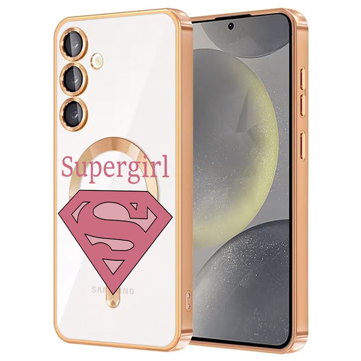 Husa BestCase® Luxury MagSafe, Compatibila Samsung Galaxy A55, Super Girl, Ultra-Soft, Margini metalizate, 1946046 MC Gold 1806